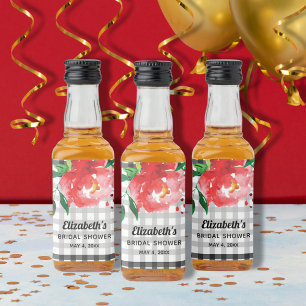 Rose zum Schwarz-weißen Brautparty Mini Alkoholflaschenetikett