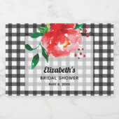 Rose zum Schwarz-weißen Brautparty Mini Alkoholflaschenetikett (Einzelnes Label)