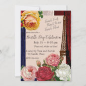 Rose zum Vintagen Bastille-Tag Einladung (Vorderseite)