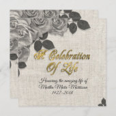 Rose zur Einladung zum Leben auf Linen (Vorne/Hinten)