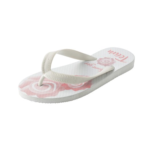 Rose zur Hochzeit von Blumenmädchen Flip Flops Kinderbadesandalen (Schrägansicht)