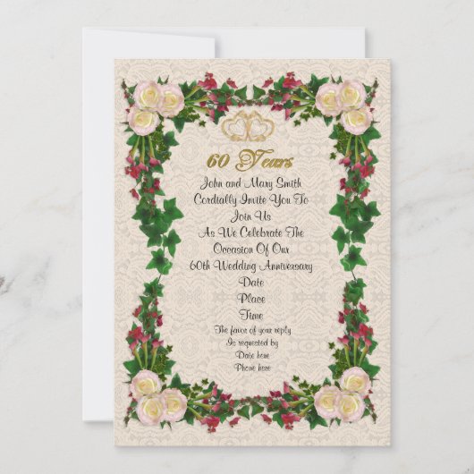 Rose zur Party Einladung des 60. Jahrestages (Vorderseite)