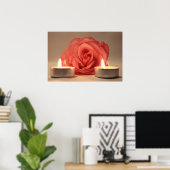 Rose zwei Kerzen Rosa Blumenstrauß Foto Poster (Heimbüro)