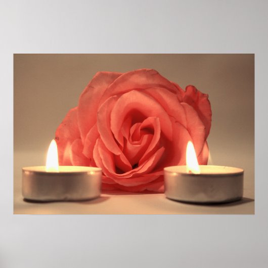 Rose zwei Kerzen Rosa Blumenstrauß Foto Poster (Vorne)