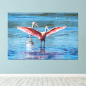 ROSEATE SPOONBILL 60 X 40 WRAPPED CANVAS PRINT LEINWANDDRUCK (Insitu (Holzboden))