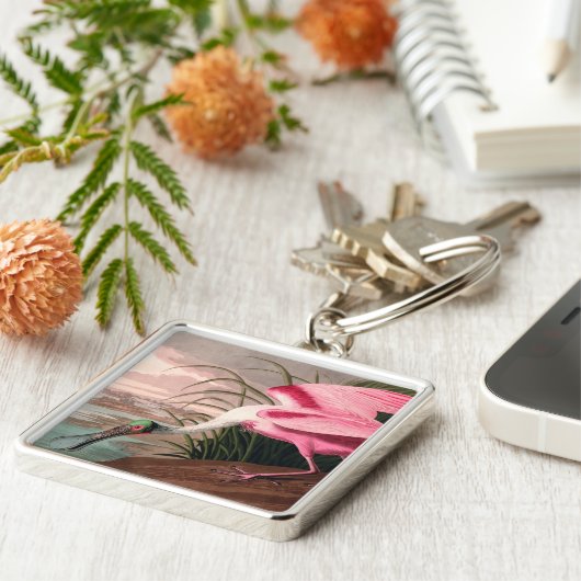 Roseate Spoonbill Audubon Bird Wildlife Schlüsselanhänger (Seite)