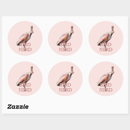 Roseate Spoonbill Bird Nerd Runder Aufkleber (Blatt)