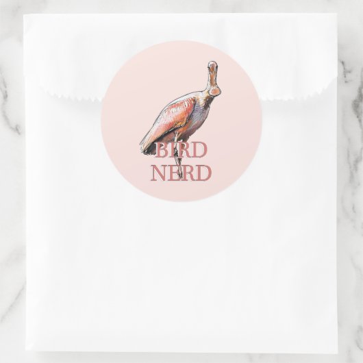 Roseate Spoonbill Bird Nerd Runder Aufkleber (Tasche)