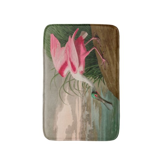 Roseate Spoonbill Birds of America Audubon Print Badematte (Vorderseite Vertikal)