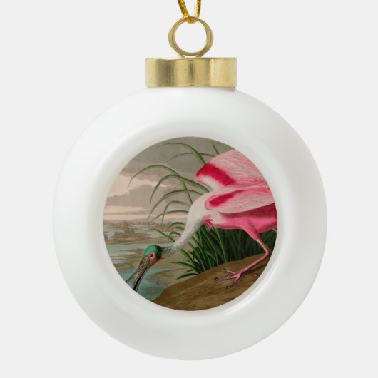 Roseate Spoonbill Birds of America Audubon Print Keramik Kugel-Ornament (Vorderseite)