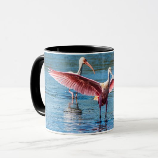 Roseate Spoonbill Black 11 oz Combo Tasse (Vorderseite Links)