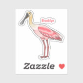 Roseate-Spoonbill-Cartoon Aufkleber (Blatt)