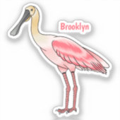 Roseate-Spoonbill-Cartoon Aufkleber (Vorderseite)