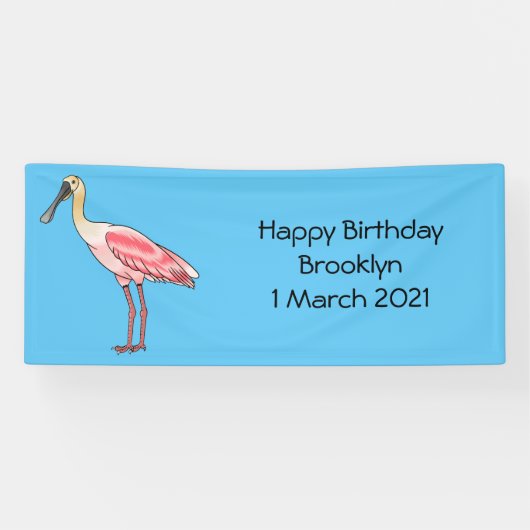 Roseate-Spoonbill-Cartoon Banner (Horizontal)