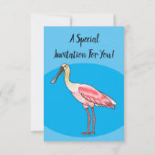 Roseate-Spoonbill-Cartoon Einladung (Rückseite)