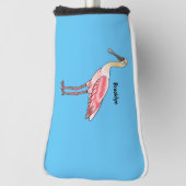 Roseate-Spoonbill-Cartoon Golf Headcover (Rotieren 90)