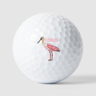 Roseate-Spoonbill-Cartoon Golfball