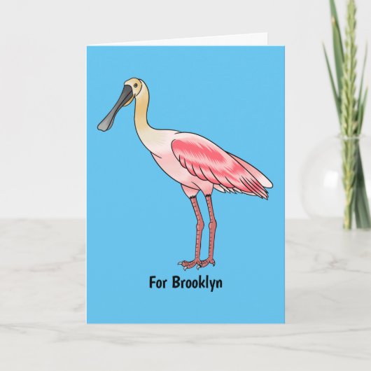 Roseate-Spoonbill-Cartoon Karte (Vorderseite)