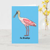 Roseate-Spoonbill-Cartoon Karte (Gelbe Blume)