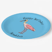 Roseate-Spoonbill-Cartoon Pappteller (Schrägansicht)