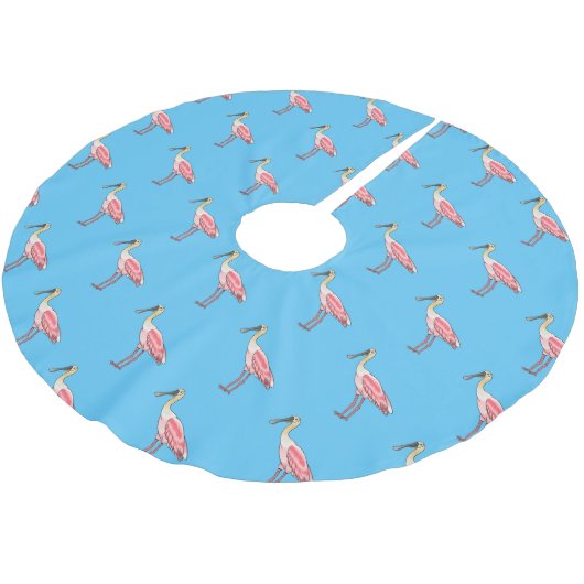 Roseate-Spoonbill-Cartoon Polyester Weihnachtsbaumdecke (Schrägansicht)