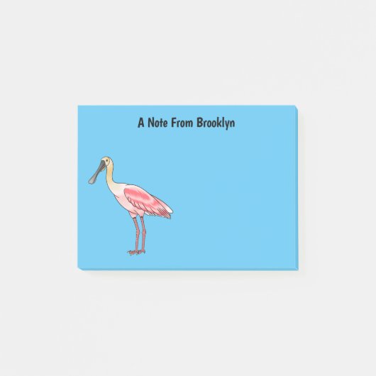 Roseate-Spoonbill-Cartoon Post-it Klebezettel (Vorderseite)