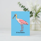 Roseate-Spoonbill-Cartoon Postkarte (Stehend Vorderseite)