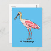 Roseate-Spoonbill-Cartoon Postkarte (Vorne/Hinten)