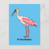 Roseate-Spoonbill-Cartoon Postkarte (Vorderseite)