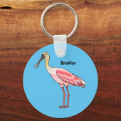 Roseate-Spoonbill-Cartoon Schlüsselanhänger (Vorderseite)