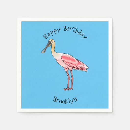 Roseate-Spoonbill-Cartoon Serviette (Vorderseite)
