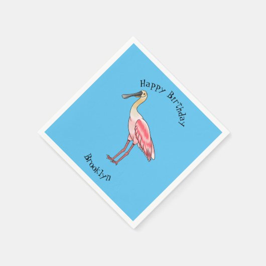 Roseate-Spoonbill-Cartoon Serviette (Ecke)