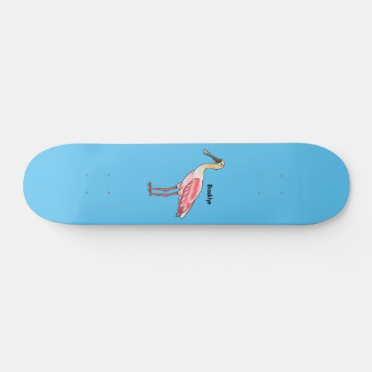 Roseate-Spoonbill-Cartoon  Skateboard (Horizontal)