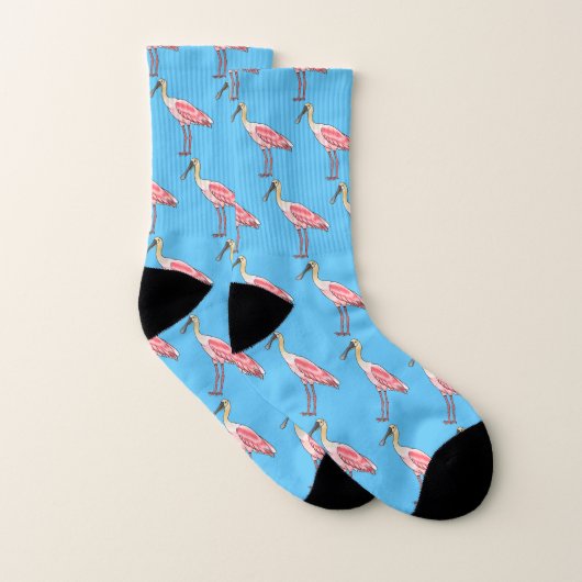 Roseate-Spoonbill-Cartoon Socken (Paar)