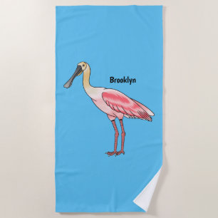 Roseate-Spoonbill-Cartoon Strandtuch