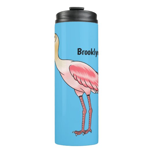 Roseate-Spoonbill-Cartoon Thermosbecher (Vorderseite)