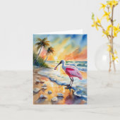 Roseate Spoonbill Florida Karte (Gelbe Blume)