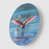 Roseate Spoonbill Round (Large) Wall Clock Große Wanduhr (Winkel)