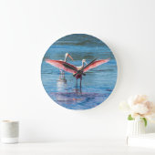 Roseate Spoonbill Round (Large) Wall Clock Große Wanduhr (Zuhause)