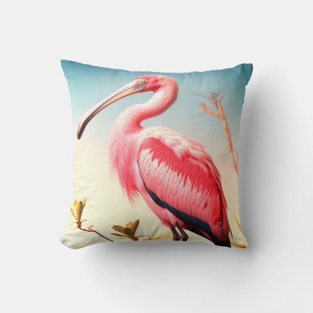 Roseate Spoonbill Throw Kissen (Vorderseite)