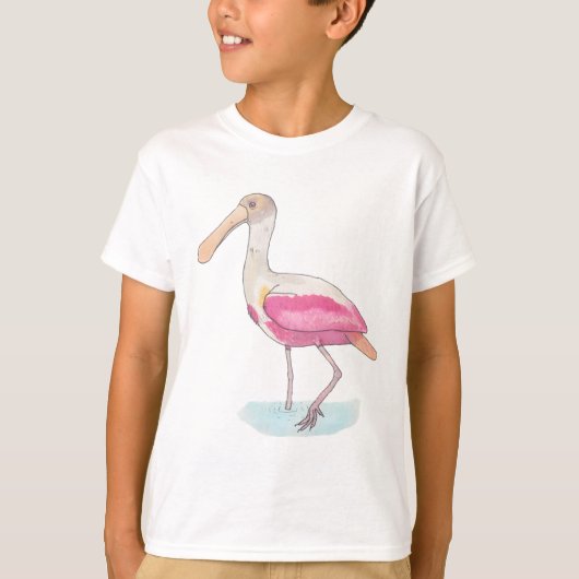 Roseate Spoonbill Vogelart Aquarellkunst T-Shirt (Vorderseite)