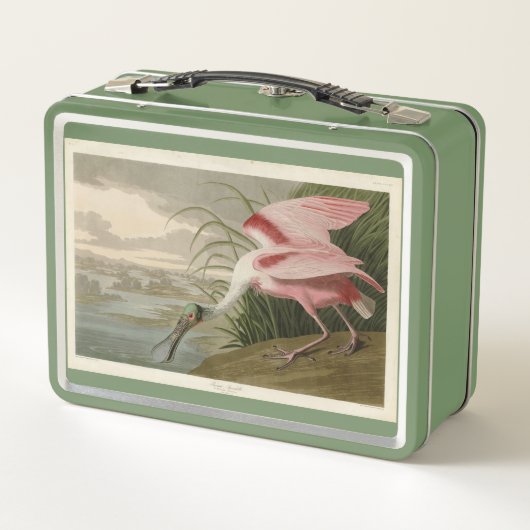 Roseate Spoonbill von Audubons Vögeln Amerikas Metall Brotdose (Rückseite)