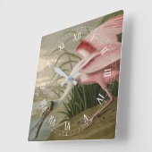 Roseate Spoonbill von Audubons Vögeln Amerikas Quadratische Wanduhr (Winkel)