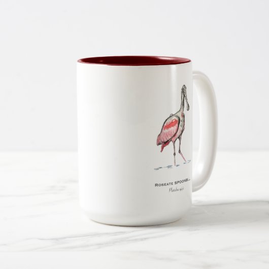 Roseate Spoonbill Zwei-Tone-Kaffee-Tasse Zweifarbige Tasse (VorderseiteRechts)