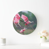 Roseate Spoonbills (Ajaia Ajaja) Landung Große Wanduhr (Zuhause)