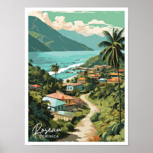 Roseau Dominica Art Travel Place Illustration Poster