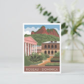 Roseau Dominica Vintag Postkarte (Stehend Vorderseite)