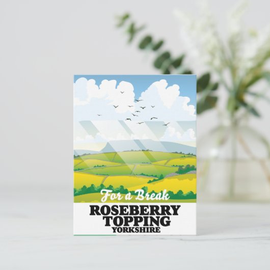 Roseberry Topping Yorkshire Reiseplakat Postkarte (Stehend Vorderseite)