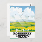Roseberry Topping Yorkshire Reiseplakat Postkarte (Vorne/Hinten)