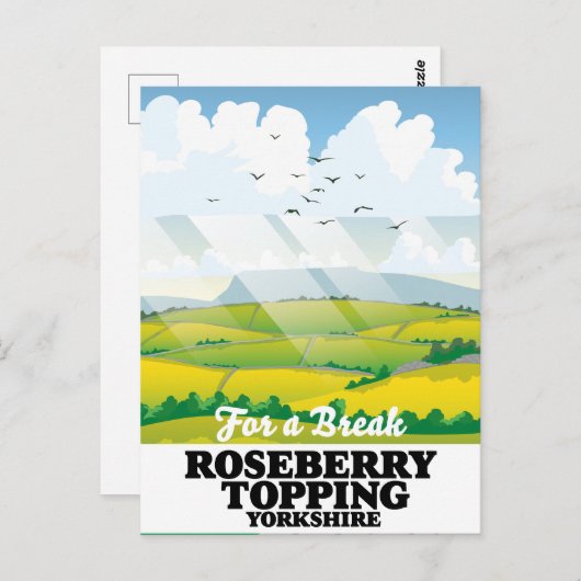 Roseberry Topping Yorkshire Reiseplakat Postkarte (Vorne/Hinten)
